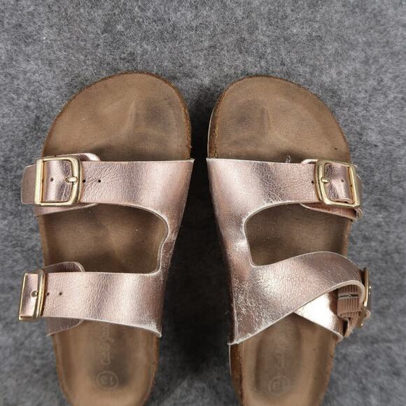 Cat & Jack Shoes Kids 13 Sandals Slides Double Strap Casual Slip On Metallic - Picture 7 of 10